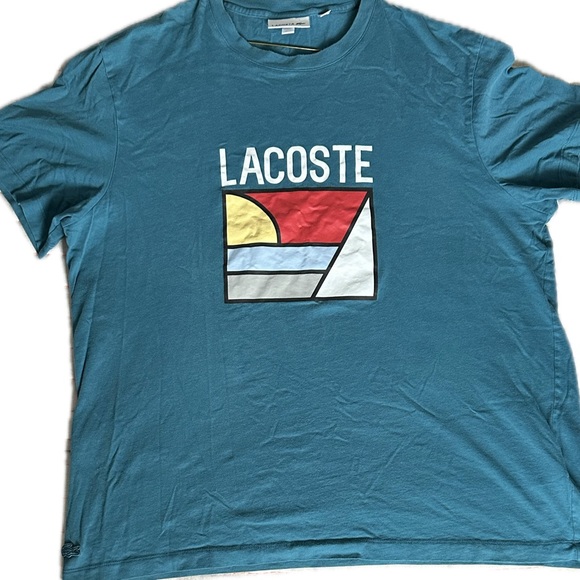 Lacoste Other - Lacoste Mens Short Sleeve Block Letter Regular Fit T-Shirt Teal.